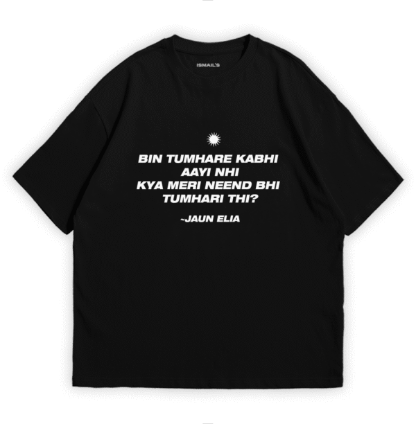 Lost Love Jaun Elia Urdu Poetry T-shirt by Ismail's | Black Color