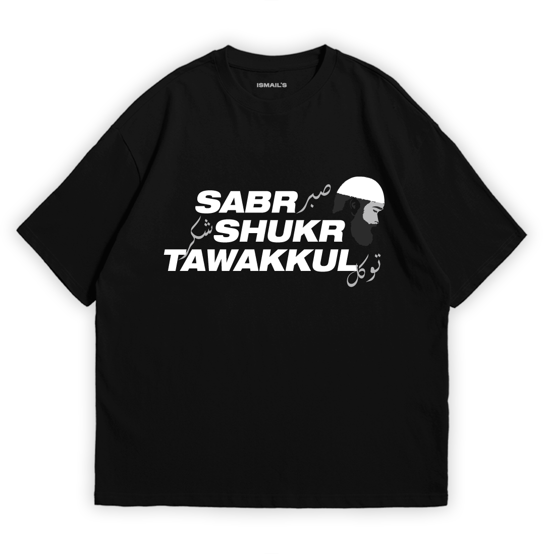 ‘Sabr, Shukr, Tawakkul’ Halal Graphic T-shirt by Ismails | Black Color