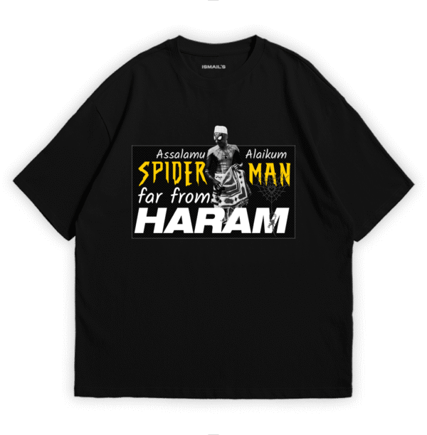 Spider-Man, Funny Halal Graphic T-shirt by Ismail’s | Black Color