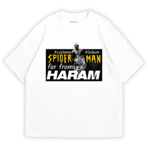 Spider-Man, Funny Halal Graphic T-shirt by Ismail’s | White Color