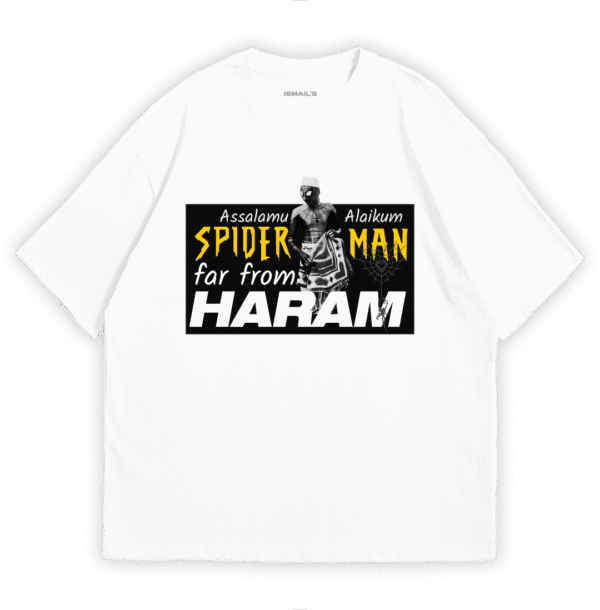 Spider-Man, Funny Halal Graphic T-shirt by Ismail’s | White Color